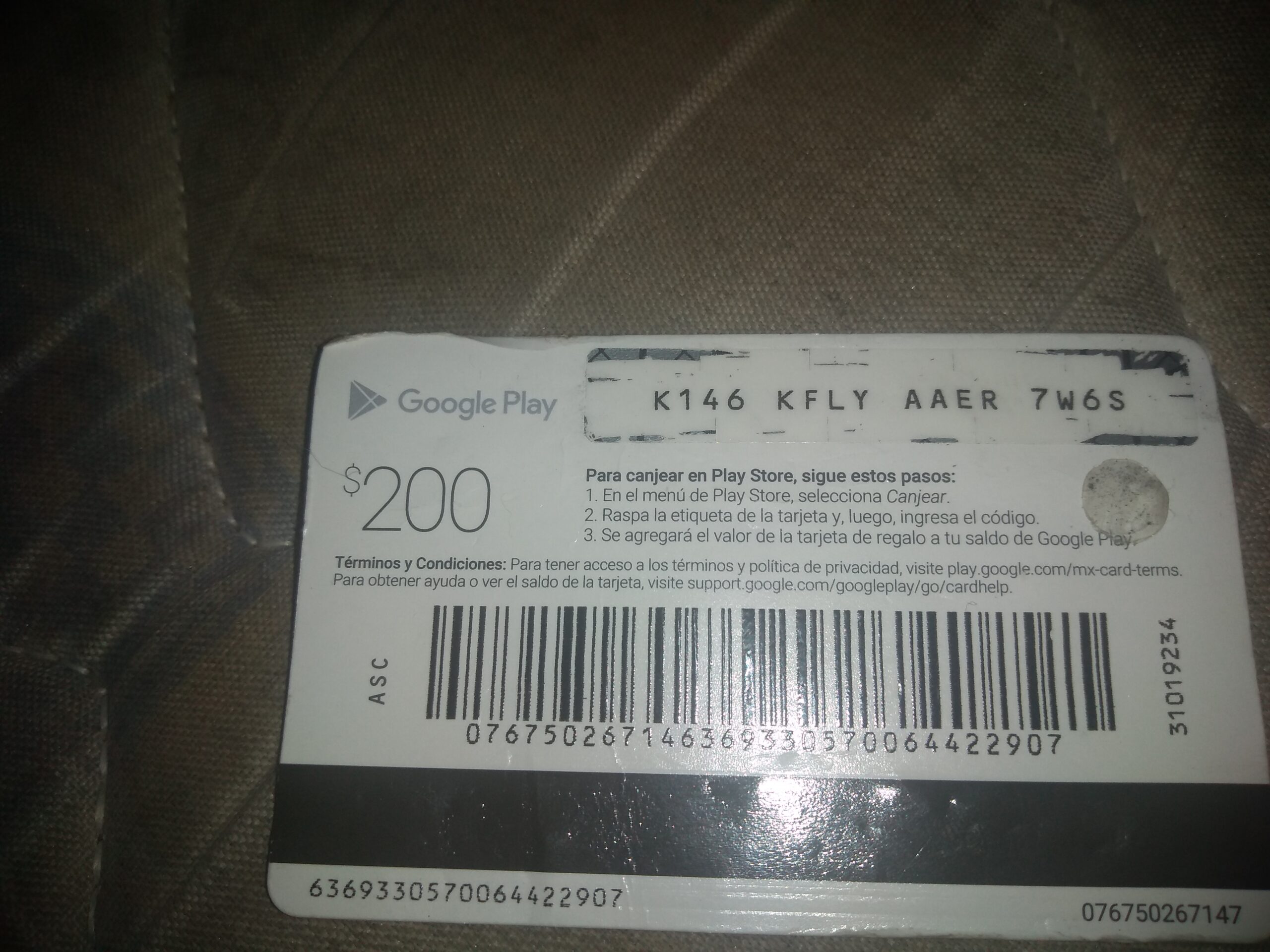 10 dígitos clave para canjear en tu tarjeta de Google Play